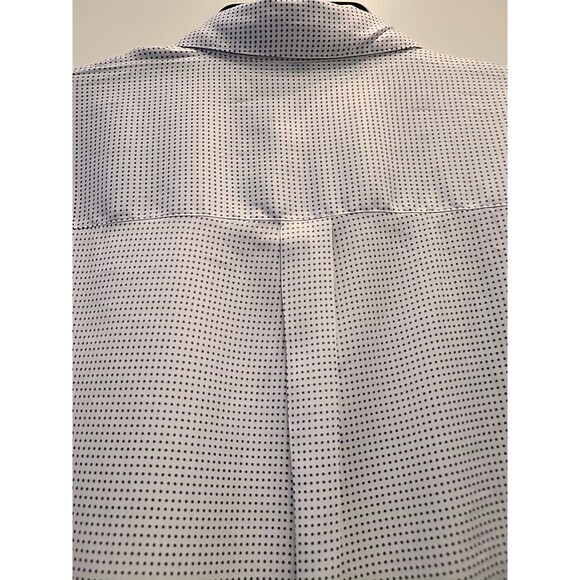 EXPRESS The City Shirt Button Down w Roll Tab Sleeves Polka Dots Womens M White - Picture 9 of 9